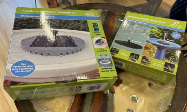 Small and large solar bird fountain